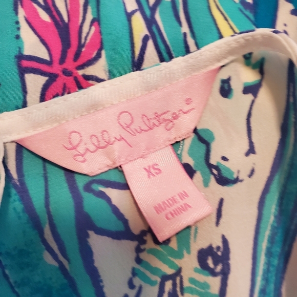 Lilly Pulitzer Iona Silk Tank Blouse Size XS, Preppy, Lightweight, Colorful - Picture 7 of 10